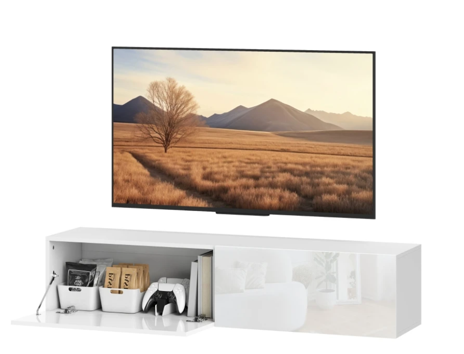 Wandgemonteerd TV-Meubel 140 cm – Zwevend Lowboard met Opbergruimte