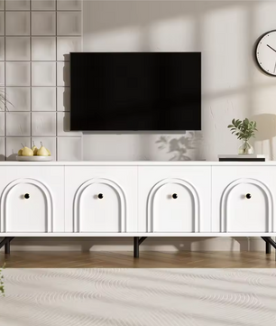 TV-Meubel 160 cm – Wit Lowboard met Deuren en Opbergruimte