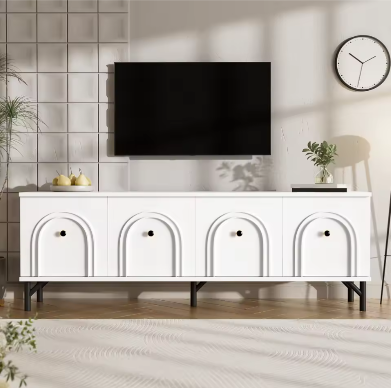 TV-Meubel 160 cm – Wit Lowboard met Deuren en Opbergruimte