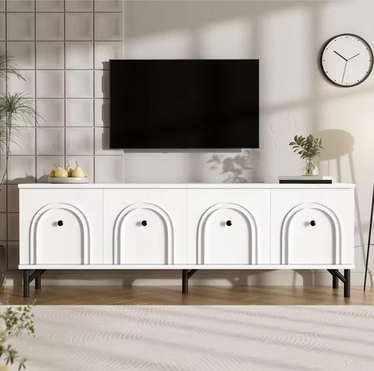 TV-Meubel 160 cm – Wit Lowboard met Deuren en Opbergruimte