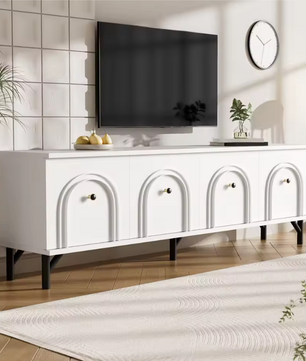 TV-Meubel 160 cm – Wit Lowboard met Deuren en Opbergruimte