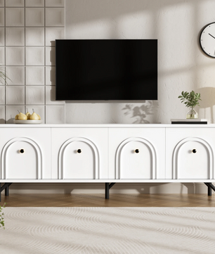 TV-Meubel 160 cm – Wit Lowboard met Deuren en Opbergruimte