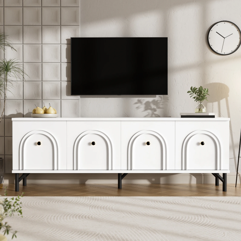 TV-Meubel 160 cm – Wit Lowboard met Deuren en Opbergruimte