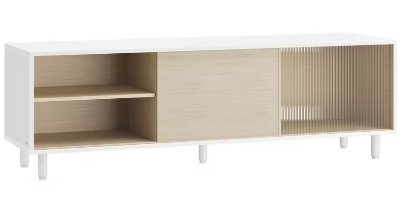 TV-Meubel 140 cm – Modern Lowboard met Glasdeuren en Toolless Montage