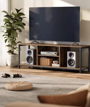 TV-Meubel 147 cm – Industrieel Lowboard met Open Vakken