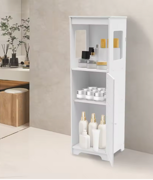 Badkamerkast met Deur – PVC Opbergmeubel 28×25×90 cm