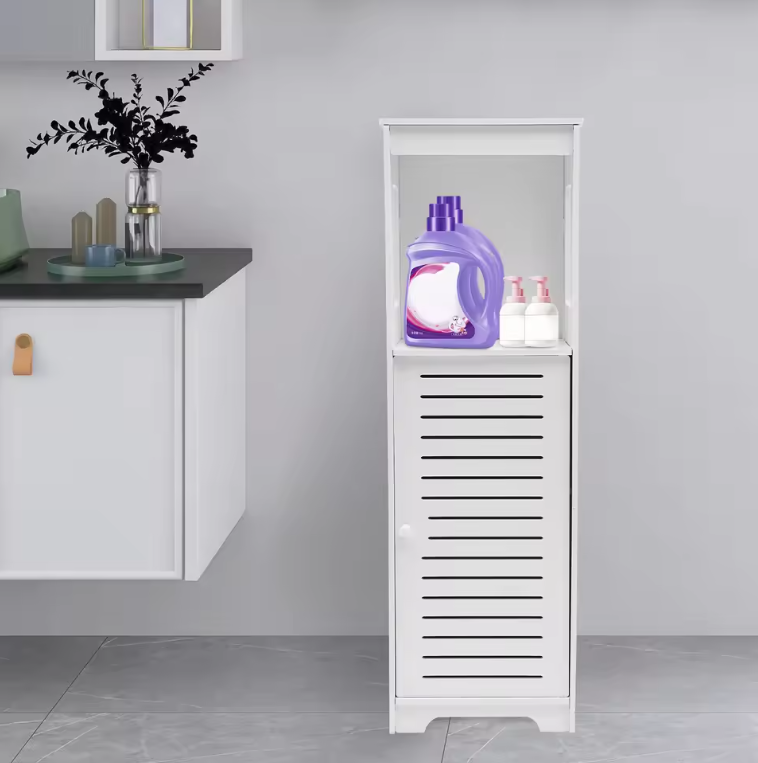 Badkamerkast met Deur – PVC Opbergmeubel 28×25×90 cm