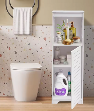 Badkamerkast met Deur – PVC Opbergmeubel 28×25×90 cm