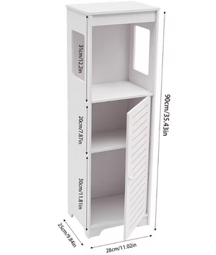 Badkamerkast met Deur – PVC Opbergmeubel 28×25×90 cm