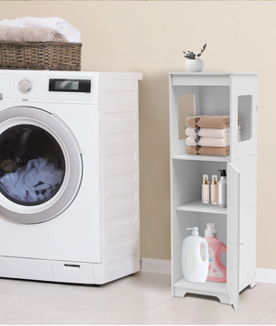 Badkamerkast met Deur – PVC Opbergmeubel 28×25×90 cm