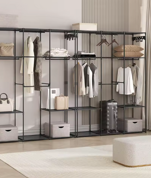 Open Kledingkast met Planken – Metalen Frame en Kledingroede