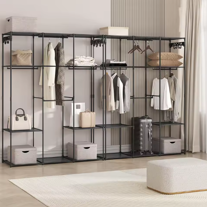 Open Kledingkast met Planken – Metalen Frame en Kledingroede