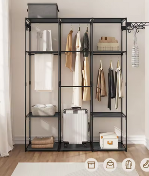 Open Kledingkast met Planken – Metalen Frame en Kledingroede