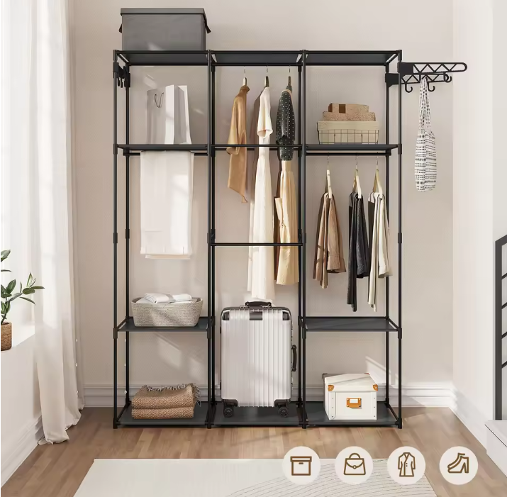 Open Kledingkast met Planken – Metalen Frame en Kledingroede