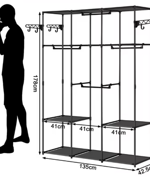 Open Kledingkast met Planken – Metalen Frame en Kledingroede