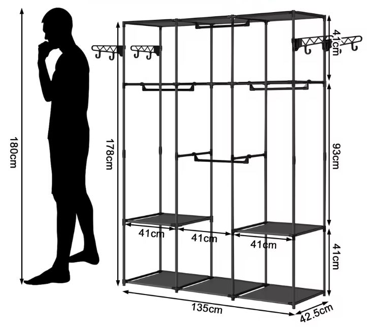 Open Kledingkast met Planken – Metalen Frame en Kledingroede