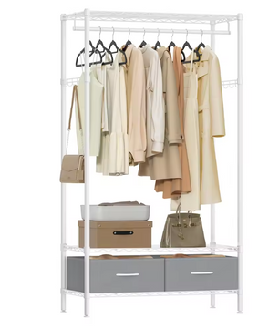 Open Kledingrek met Lades – Metalen Kast met Planken en Roede