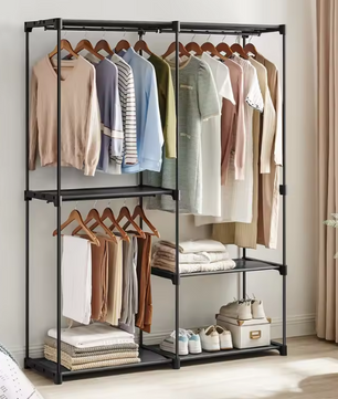 Open Kledingkast met 3 Roedes en Planken – Vrijstaand en Ruim