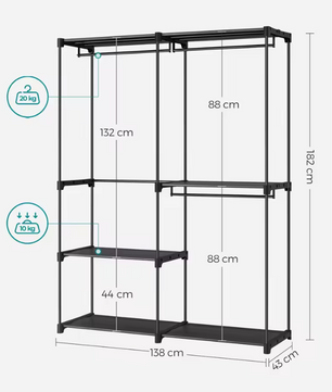 Open Kledingkast met 3 Roedes en Planken – Vrijstaand en Ruim