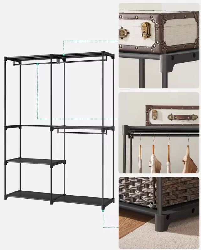 Open Kledingkast met 3 Roedes en Planken – Vrijstaand en Ruim