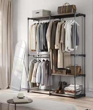 Open Kledingkast met 3 Roedes en Planken – Vrijstaand en Ruim