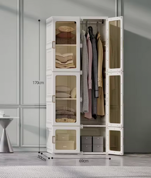 Opvouwbare Kledingkast van PP – Draagbare Kast met Schappen en Grote Draagkracht