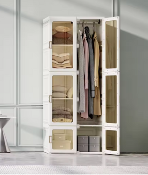 Opvouwbare Kledingkast van PP – Draagbare Kast met Schappen en Grote Draagkracht