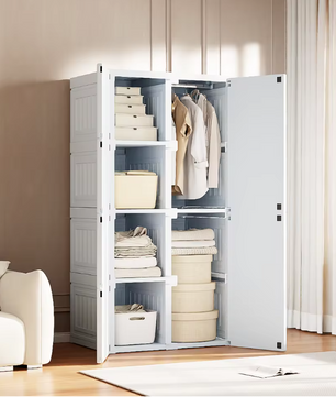 Opvouwbare Kledingkast van PP – Draagbare Kast met Schappen en Grote Draagkracht