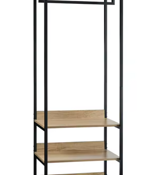 Kledingrek met 3 Planken – Hout en Staal, 170 cm Hoog