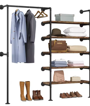 Industrieel Wandkledingrek met 5 Planken – 184 cm Hoog