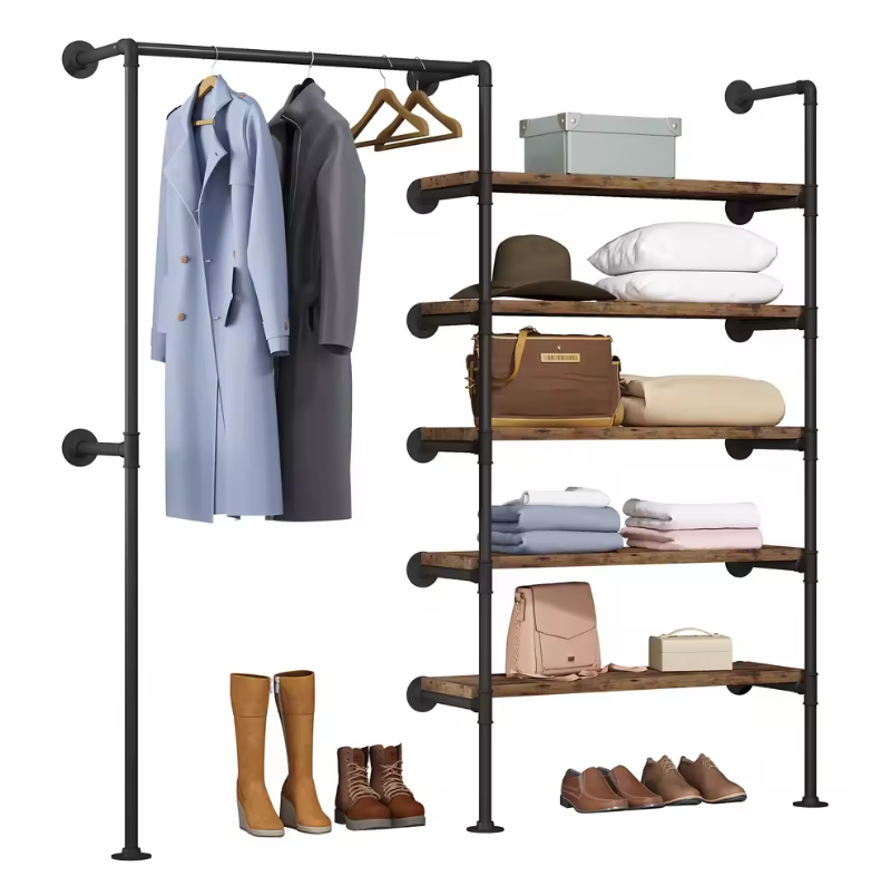 Industrieel Wandkledingrek met 5 Planken – 184 cm Hoog