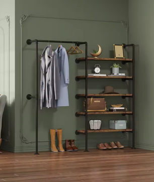 Industrieel Wandkledingrek met 5 Planken – 184 cm Hoog