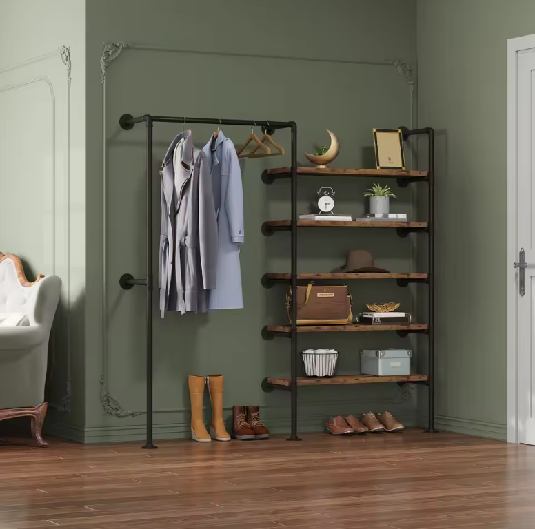 Industrieel Wandkledingrek met 5 Planken – 184 cm Hoog