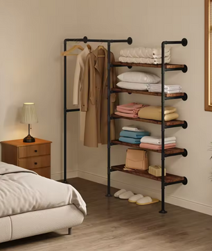 Industrieel Wandkledingrek met 5 Planken – 184 cm Hoog