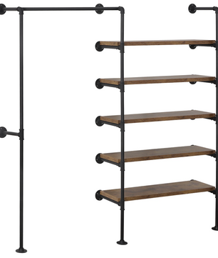 Industrieel Wandkledingrek met 5 Planken – 184 cm Hoog