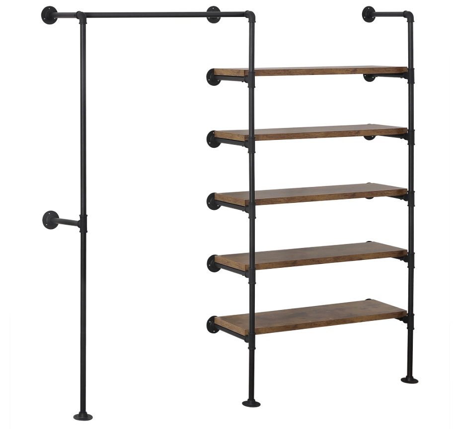 Industrieel Wandkledingrek met 5 Planken – 184 cm Hoog