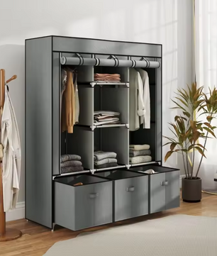 Opvouwbare Stoffen Kledingkast met Lades – 162,5 cm Hoog