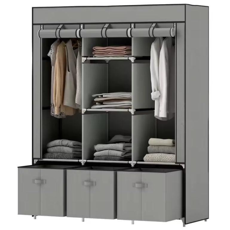 Opvouwbare Stoffen Kledingkast met Lades – 162,5 cm Hoog