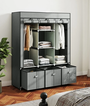 Opvouwbare Stoffen Kledingkast met Lades – 162,5 cm Hoog