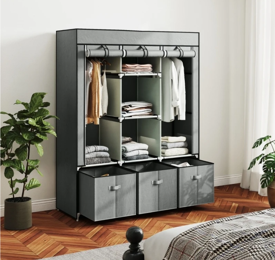 Opvouwbare Stoffen Kledingkast met Lades – 162,5 cm Hoog