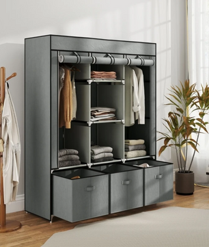 Opvouwbare Stoffen Kledingkast met Lades – 162,5 cm Hoog