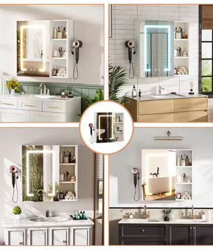 Nordic Badkamer Spiegelkast – Wandgemonteerd Aluminium Opbergmeubel met Hoogwaardige Spiegel