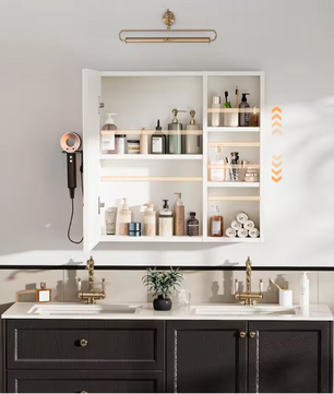 LED Badkamer Spiegelkast met Anti-Fog Functie en Touch LED-Verlichting – Wandgemonteerd Opbergmeubel met Wastafelopbergruimte