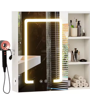 LED Badkamer Spiegelkast met Anti-Fog Functie en Touch LED-Verlichting – Wandgemonteerd Opbergmeubel met Wastafelopbergruimte