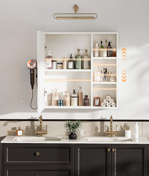 Nordic Badkamer Spiegelkast – Wandgemonteerd Aluminium Opbergmeubel met Hoogwaardige Spiegel