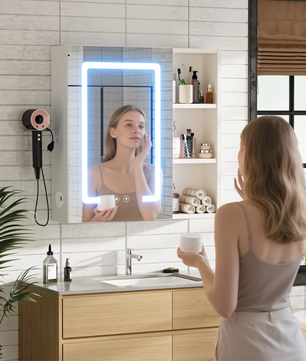 LED Badkamer Spiegelkast met Anti-Fog Functie en Touch LED-Verlichting – Wandgemonteerd Opbergmeubel met Wastafelopbergruimte