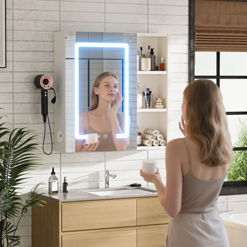 LED Badkamer Spiegelkast met Anti-Fog Functie en Touch LED-Verlichting – Wandgemonteerd Opbergmeubel met Wastafelopbergruimte