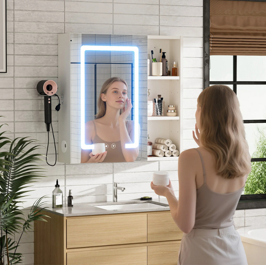 Moderne Badkamerkast met Spiegel – Wandkast van Aluminium met Opbergrek