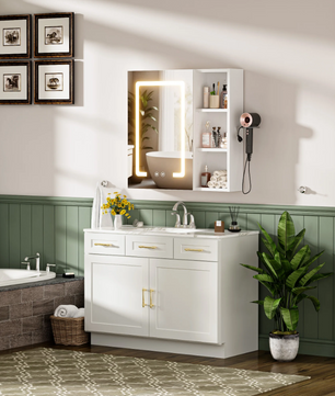 Nordic Badkamer Spiegelkast – Wandgemonteerd Aluminium Opbergmeubel met Hoogwaardige Spiegel