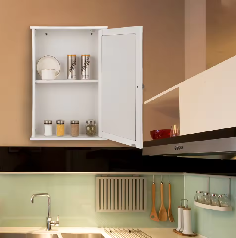 Witte Badkamer Spiegelkast – Wandkast met Verstelbare Plank en Opbergruimte